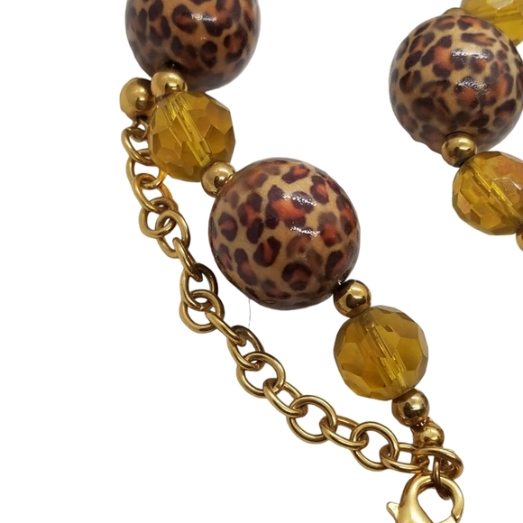 JOAN RIVERS VINTAGE CHETTAH PRINT & AURORA BOREALIS CRYSTAL BEAD NECKLACE - Picture 7 of 7